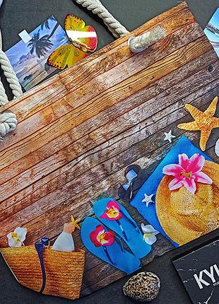 Пляжная сумка женская больших размеров 54х40х15 дерево