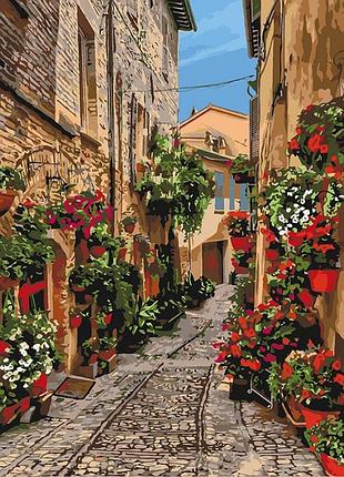 Картина по номерам цветущая улочка тм идейка 40 х 50 см кно3549