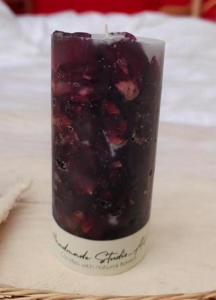 Бордовое сияние страсти - свеча 14*6,5 см, 50 часов горение, с ароматом мята