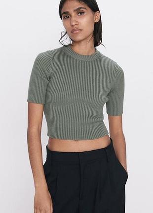 🌷дуже якісний, мʼякий топ зара щільний футболка zara плотный топ футболка в рубчик