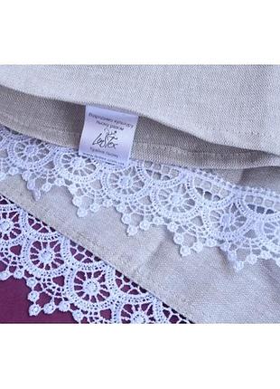 Полотенце с кружевом (полулен) 50х70 см., серое