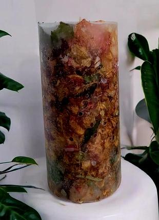 Цветочное сияние - 14*6,5 см свеча из миксом сухоцвітів, 50 часов горение, с ароматом мята