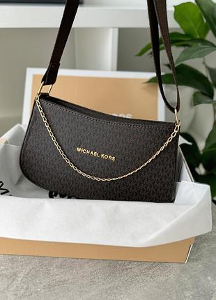 Сумка michael kors багет з цепью, коричневая сумка майкл корс