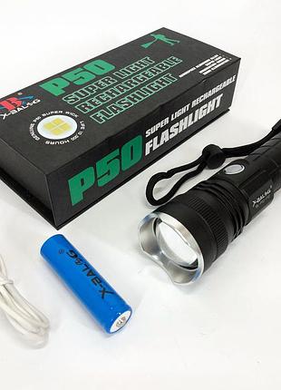 Фонарик тактический bailong bl-p03-p50. led p50, аккумуляторный, ручной, водонепроницаемый, zoom
