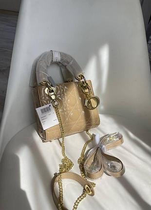 Кожаная сумочка для девушки dior брендовая городская сумка через плечо для женщины диор бежевый