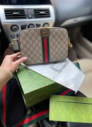 Женская сумка gucci коричневая кожаная сумочка для девушки брендовая городская через плечо для женщины гуччи