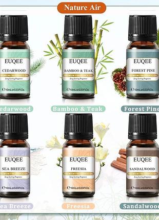 Эфирные масла набор euqee 3 натуральные премиум 6шт аромамасла для увлажнителя диффузора бани ванны подарок