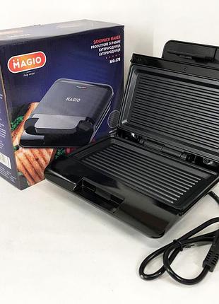 Бутербродница magio mg-378 750 вт c антипригарным покрытием, настольный гриль электрический-прижимной