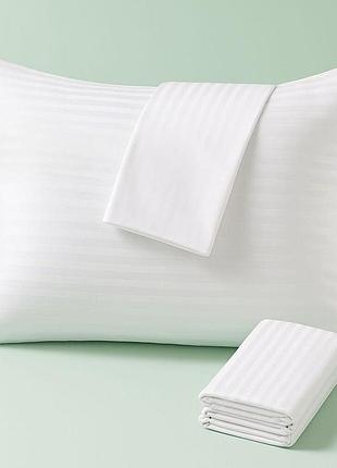 Наволочка 50х70 см на подушку ideia натруальный хлопок сатин белая в полоску для отелей и дома