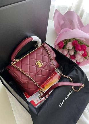 Кожаная городская сумочка для девушки chanel бордовая брендовая сумка через плечо для женщины шанель