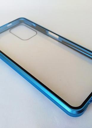 Чехол магнитный для xiaomi redmi note 10s чехол на редми ноут 10s с закаленным стеклом металл и закаленное стекло, синий