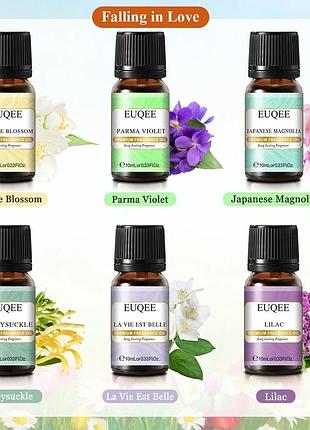 Эфирные масла набор euqee 1 натуральные премиум 6шт аромамасла для увлажнителя диффузора бани ванны подарок