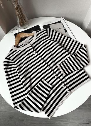 Джемпер в смужку на ґудзиках кардиган кофта h&m