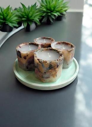 Природная магия - свеча 5*5,5 см с миксом сухоцветов, 15 часов горение, с ароматом ваниль