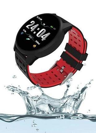 Фитнес трекер умные смарт часы uwatch 119 plus с шагомером. цвет: красный