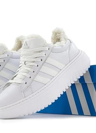 Зимові кросівки ad*das grand court platform хутро