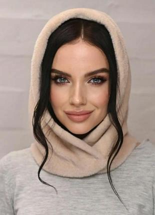 Капор,капор альпака,капор на флісі,капюшон з еко хутра альпака