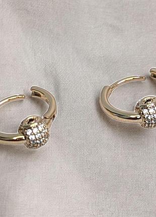 Маленькие сережки- кольца с украшением xuping, детские сережки медицинское золото ксюпинг 1*1 см сережки-