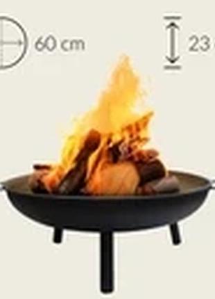 Садова піч milano 60 см для гриля, чорний сталевий казан