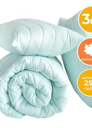 Набор tropical евро ideia одеяло 200х220 см + подушка 2 шт 50х70 см мята антиалергенный