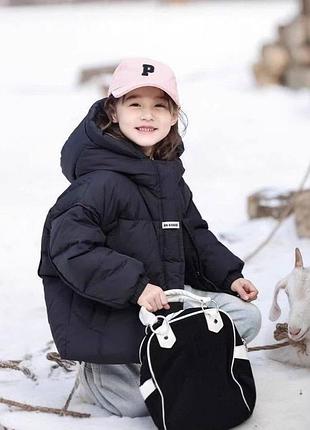 Куртка 113, р.100,110,120,130,140, плащевка+нейлон+синтепух, черный