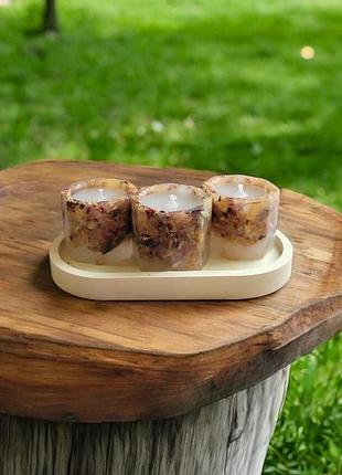 Природная магия - свеча 5*5,5 см с миксом сухоцветов, 15 часов горение, с ароматом лесные ягоды