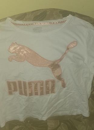 Коротка біла футболка puma