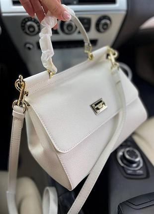 Брендова міська сумка через плече для жінки дольче габбана жіноча сумка шкіряна сумочка dolce gabbana для дівчини білий
