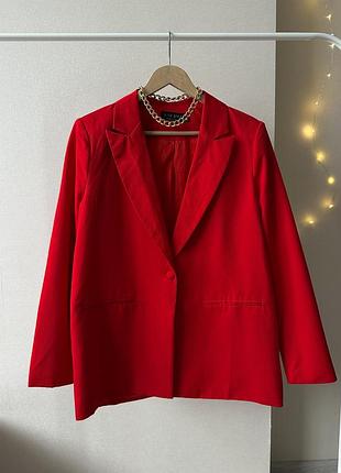 Червоний класичний прямий піджак оверсайз жакет блейзер
