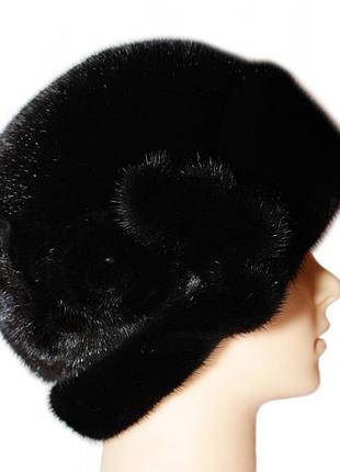 Меховая шляпа женская из норки цвет чёрный