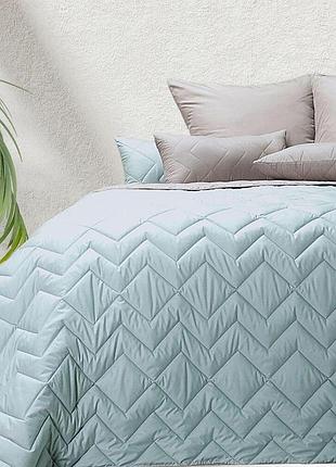 Покрывало 220х240 см ideia стеганое двухстороннее качественная стежка микрофибра мята серое на кровать, диван