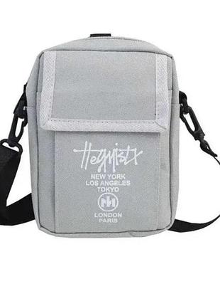 Сумка месенджер stussy сумка через плечо стуси серая, месенджер через плечо стаси, барсетка серая