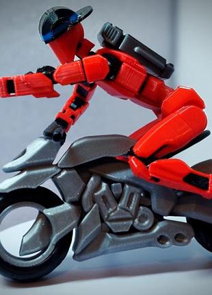 Робот подвижная фигурка dummy 13 и космобайк , заяц и рюкзак красный