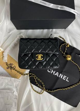 Шкіряна міська сумочка для дівчини шанель чорна брендова сумка через плече для жінки chanel