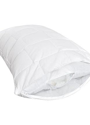 Чехол наволочка 70х70 см с молнией ideia на подушку защитный стеганный белый для отелей и дома