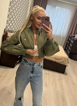 Женский оверсайз бомбер хаки