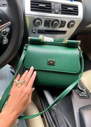 Шкіряна сумочка dolce gabbana для дівчини брендова міська сумка через плече для жінки дольче габбана жіноча сумка зелений