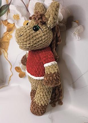 Конячка в'язана,  іграшка конячка, символ року, в'язана плюшева конячка