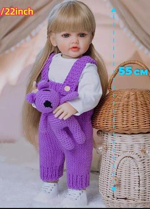 Кукла реборн reborn 55 см винил-силиконовая в наборе с соской, бутылкой, игрушкой