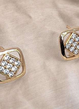 Маленькие сережки- кольца с украшением xuping, детские сережки медицинское золото ксюпинг 1*1 см сережки -