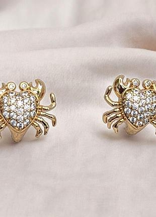 Маленькие сережки- кольца с украшением xuping, детские сережки медицинское золото ксюпинг 1*1 см сережки-