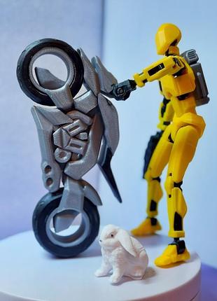 Робот подвижная фигурка, сувенир игрушка dummy 13 желтый и космобайк , заяц и рюкзак