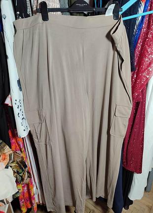 Бежевые штаны с карманами батал большой размер 3-4 хл