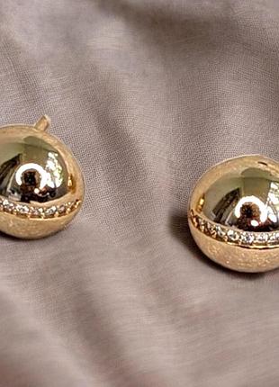 Маленькие сережки- кольца с украшением xuping, детские сережки медицинское золото ксюпинг 1*1 см кульки з