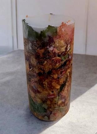 Цветочное сияние - 14*6,5 см свеча из миксом сухоцвітів, 50 часов горение, с ароматом ягодный микс