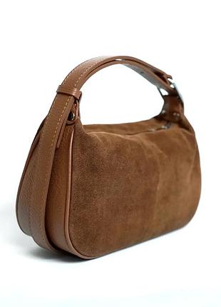 Сумка из натуральной замши с кожаными вставками cloe шоколад