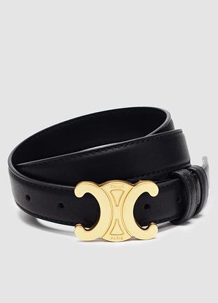 Брендовий ремінь celine medium triomphe belt in taurillon leather black 100 х 2 см