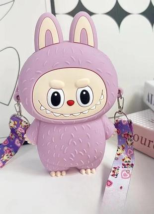 Сумка-кошелёк на ремешке labubu лиловая