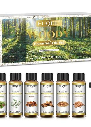 Ефірні масла набір euqee 6 натуральні преміум олії 6шт аромамасла для зволожувача дифузора лазні ванни свічок подарунок