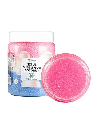 Скраб для обличчя та тіла top beauty з ароматом жуйки та кокосовою олією bubble gum coconut, 250 мл